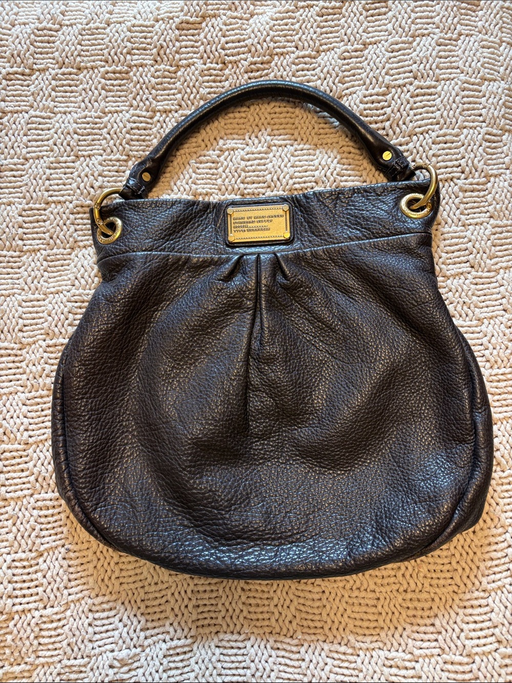 Marc by Marc Jacobs Brown Pebbled Leather Shoulder Bag with Gold Hardware